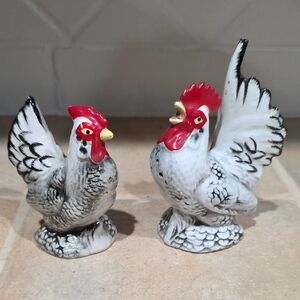 Vintage Ceramic Hen And Rooster Figurines